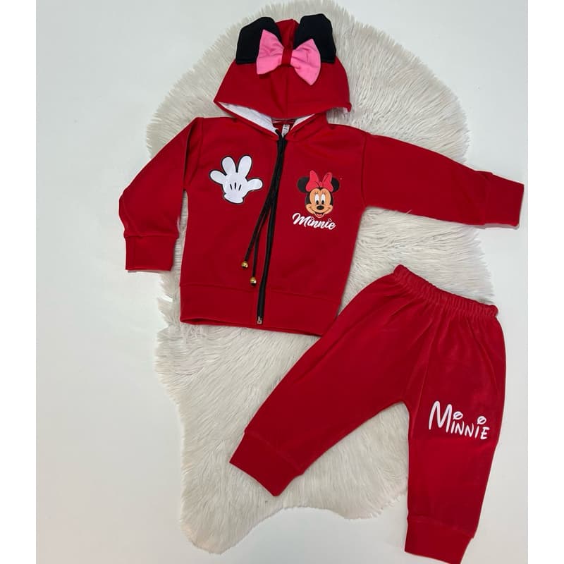 conjunto moletom casaco + calça bebê criança menina minnie orelinha.