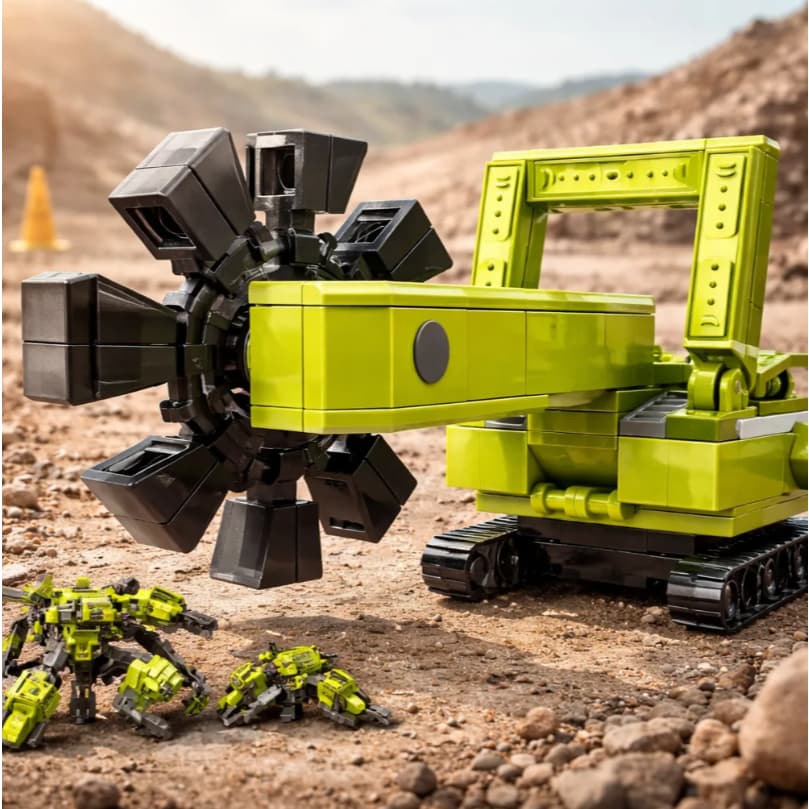 Bloco de Montar Escavadeira Rotativa Transformar Compatível com Lego