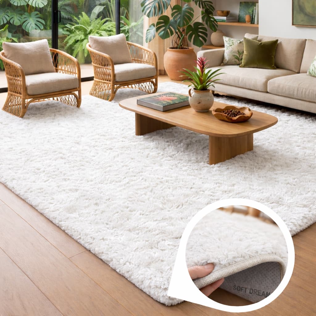 Tapete Felpudo 1,40X2,00 Peludo Macio Para Sala Quarto Antiderrapante Moderno Shaggy Decoração Casa