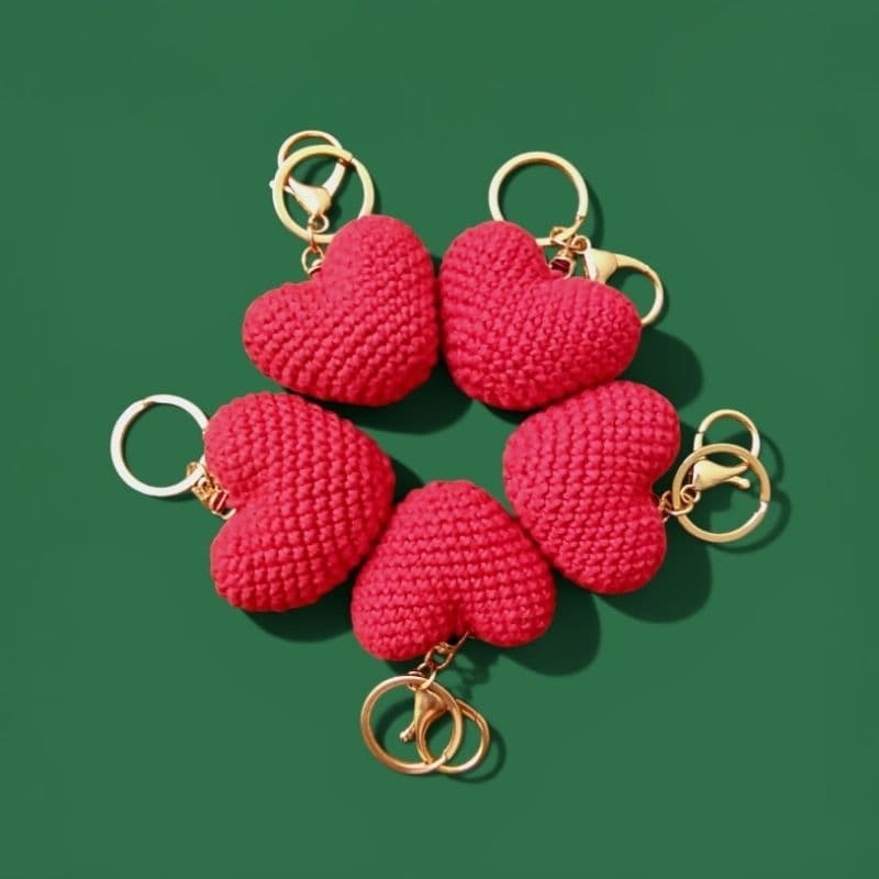 Kit Chaveiro Coração Crochê Amigurumi