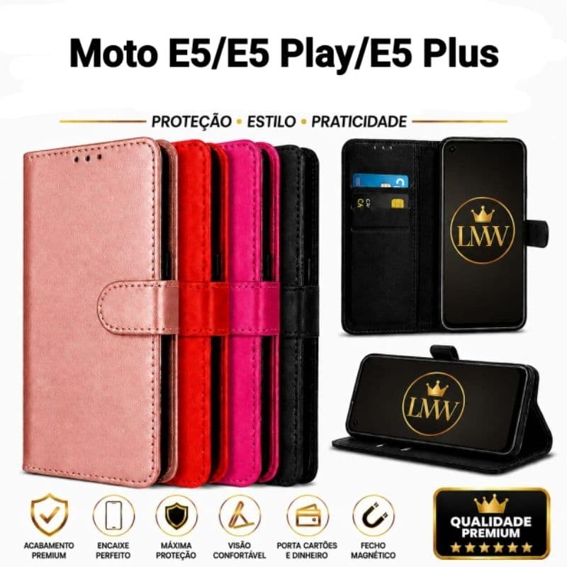 Capinha Capa Carteira Flip Cover Motorola Moto E5/ Moto E5 Play/ Moto E5 Plus