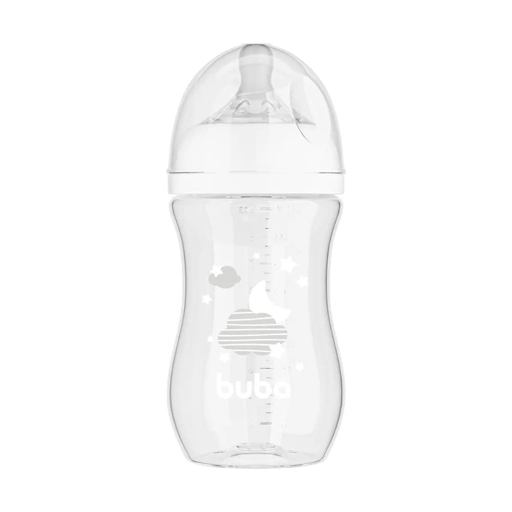 Mamadeira Buba - Easy Flow Nuvem Branca - 270ml Anticólic Bebê Infantil