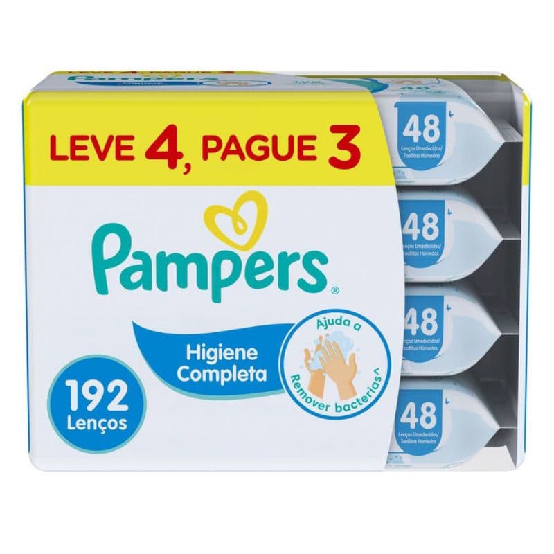 Lenços Umedecidos Pampers Higiene Completa - Limpeza Suave, Sem Álcool, Loção Protetora