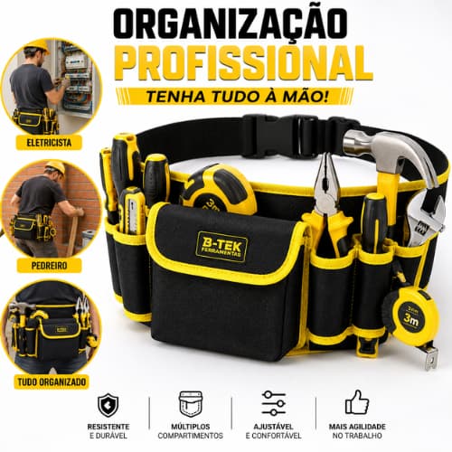Cinto Porta Ferramentas Ajustável Multiuso Profissional Reforçado Bolsa Para Pedreiro Eletricista Obra