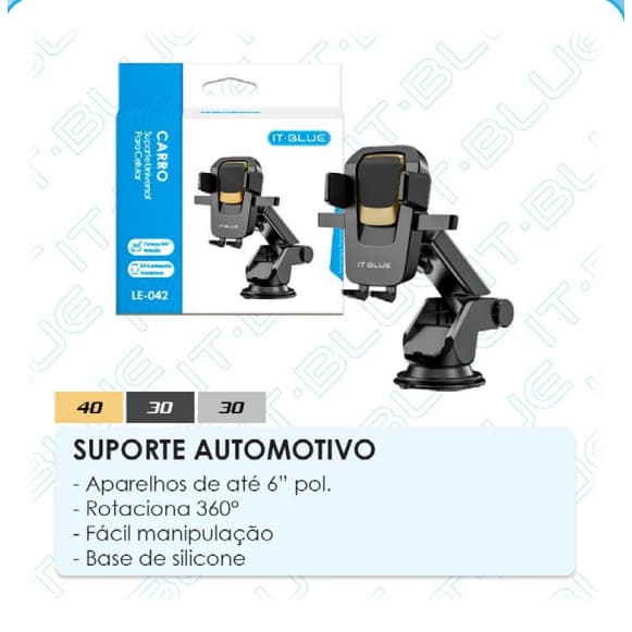 Kenux Suporte Celular GPS Carro Resistente Ajuste Rotação 360 Base LE-042