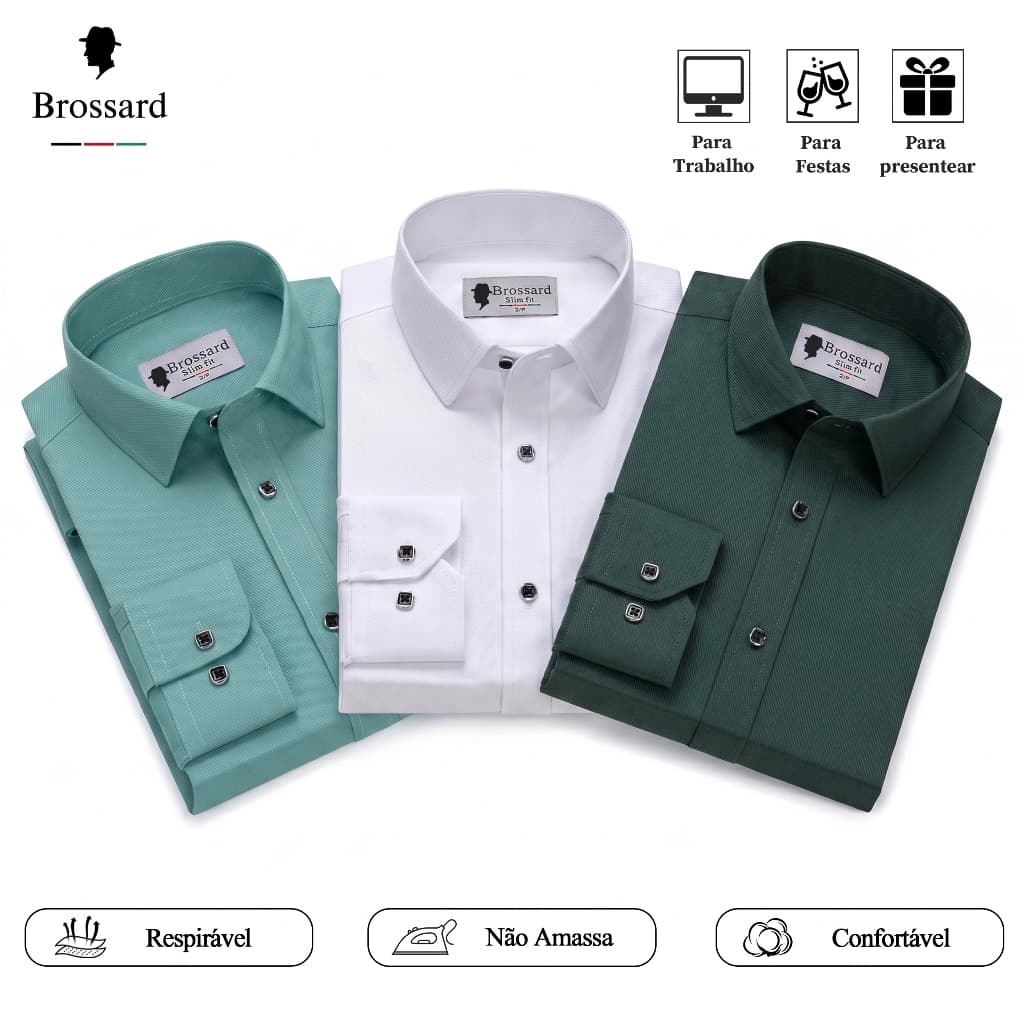 Camisa Social Masculina Estilosa Slim Fit Respirável Blusa Não Amassa Frete Grátis Roupa Trabalho
