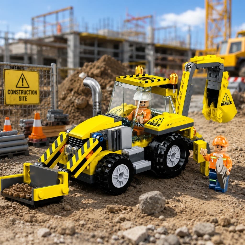 Blocos de Montar Carrinho Retroescavadeira Tipo Lego Trator De Brinquedo de Peças Crianças