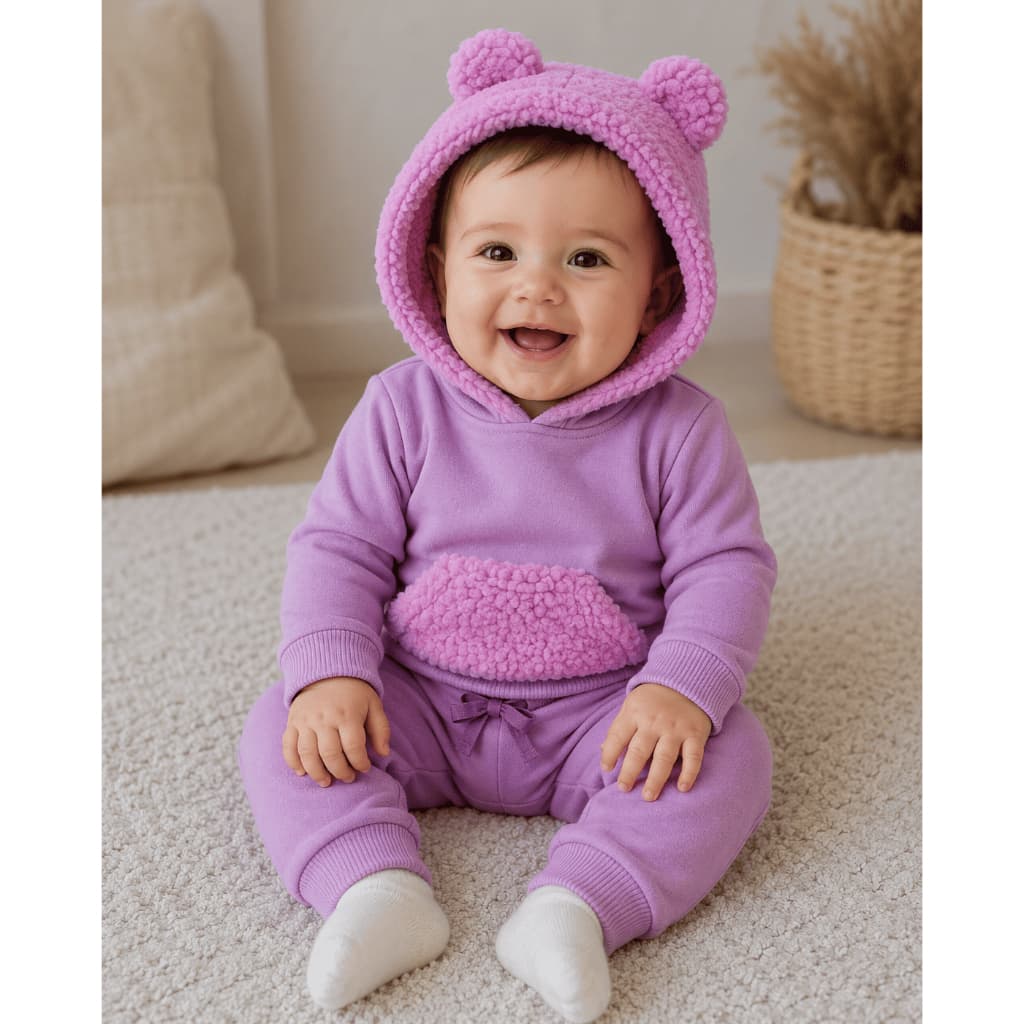 Conjunto Moletom Peluciado de Inverno para Bebês e Crianças - moletom 3 cabos, grosso e resistente. Modelo Unissex