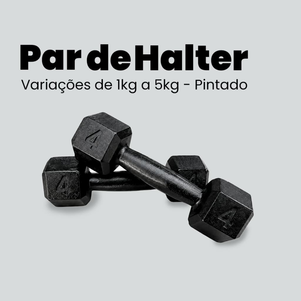 Par Halter Sextavado Pintado 1kg a 5kg - Peso de Academia Fitness Musculação Treino - Escolha o Seu Tamanho de 1 a 5kg