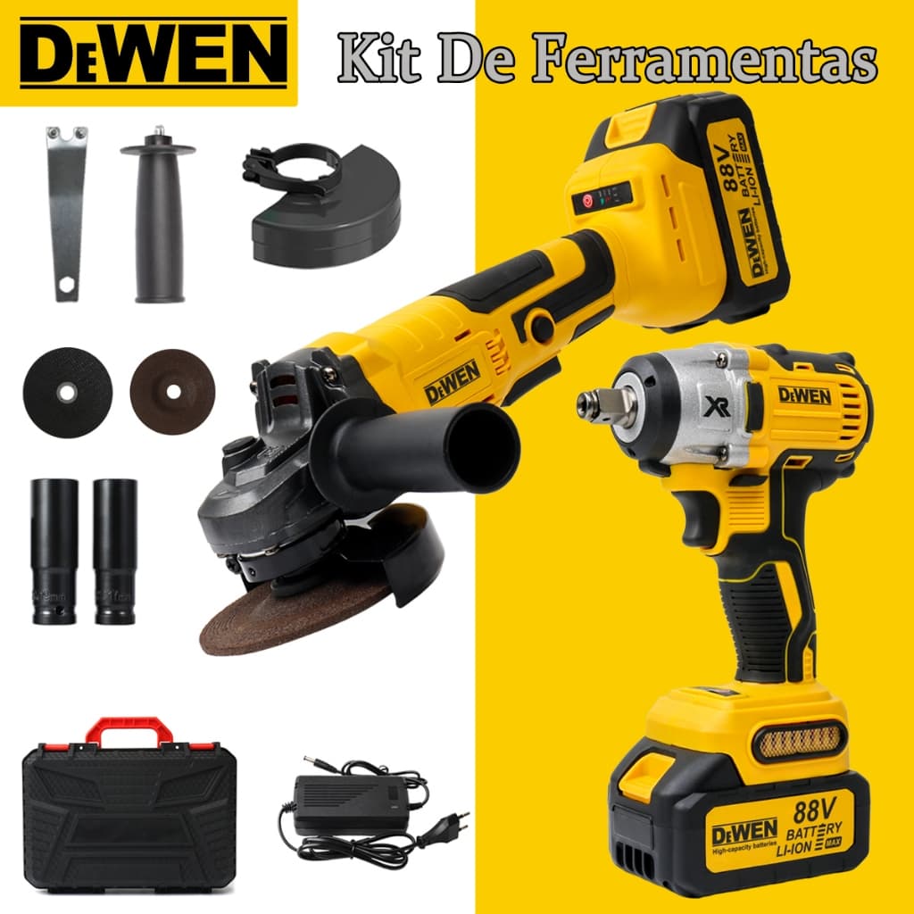 Esmerilhadeira Angular Chave de Impacto com Bateria 88V e Acessórios para Ferramentas Elétricas 88V Battery Li-Ion Max
