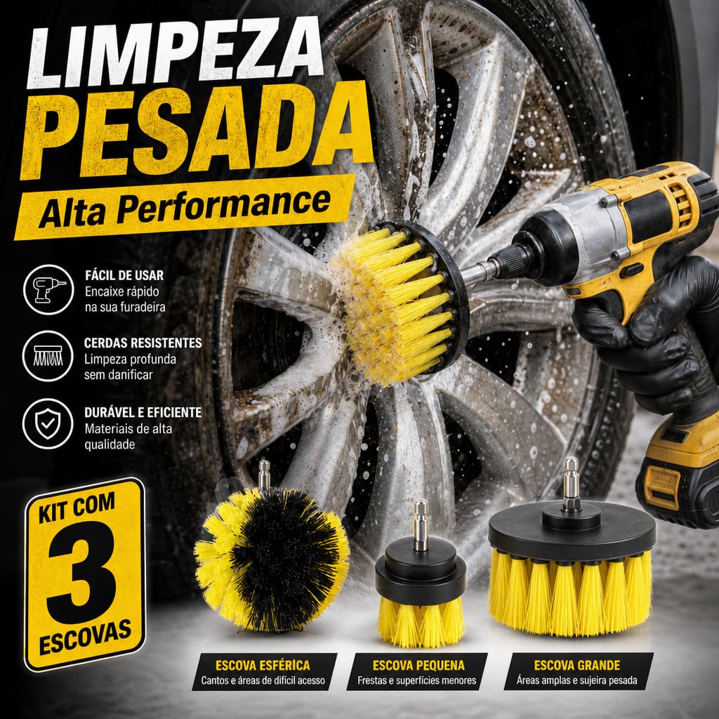 Kit Escovas De Limpeza Pesada Para Parafusadeira Furadeira
