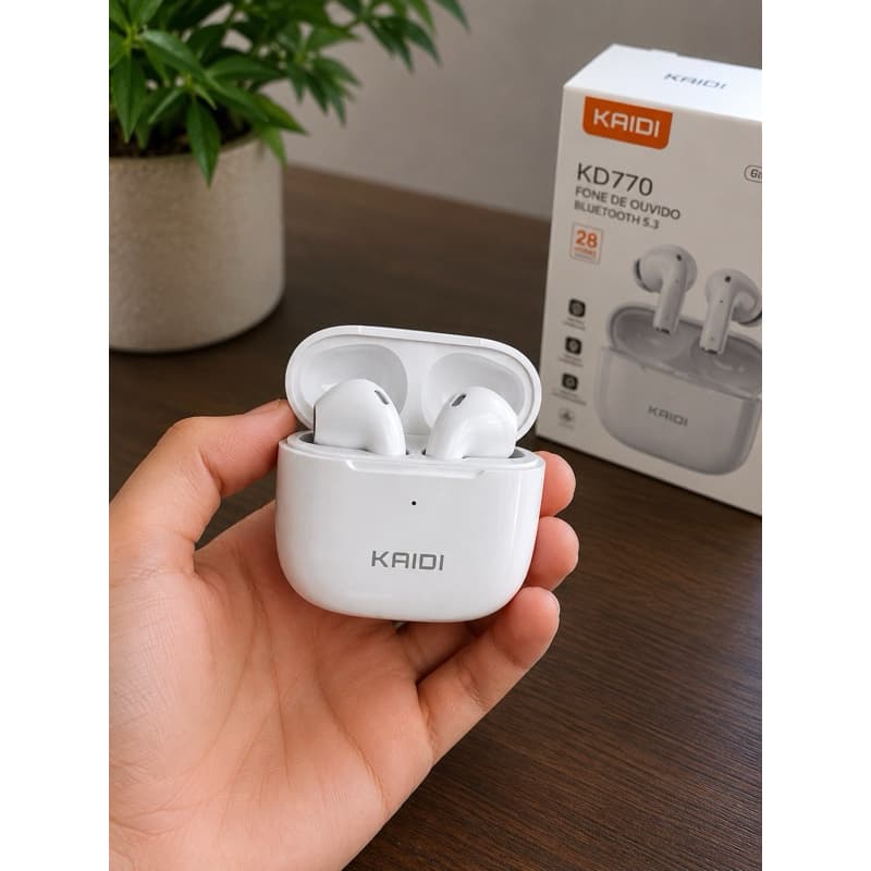 Fone Bluetooth Kaidi KD-770 Original TWS Sem Fio Bluetooth 5.3 Som Estéreo Android iPhone