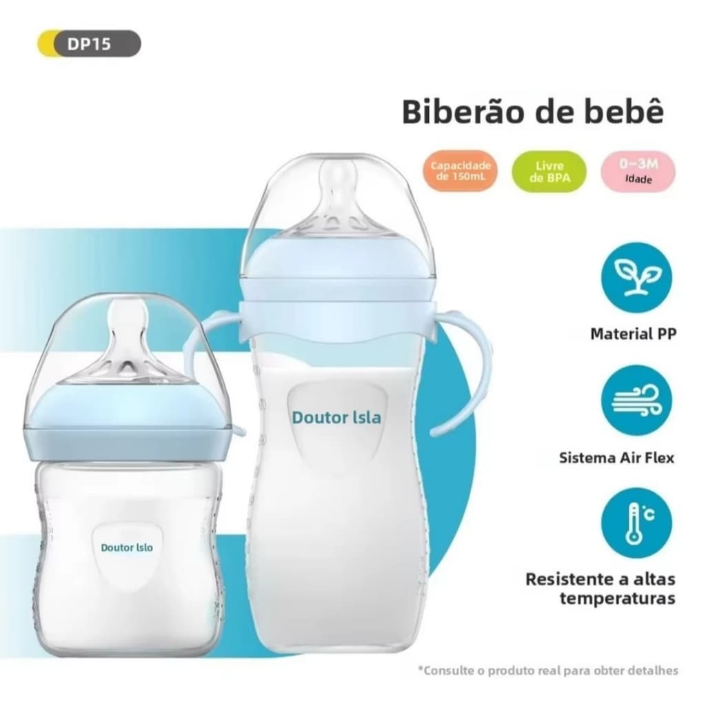 Mamadeira Dr. Isla Anticólica 150ml 330ml Bico Silicone BPA Free Bebê Infantil