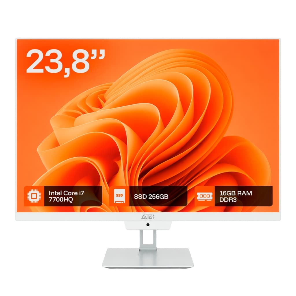 Computador All In One 23.8" Full HD Intel Core i7 7700HQ 16GB RAM SSD 256GB Wi-Fi Webcam 3MP Branco