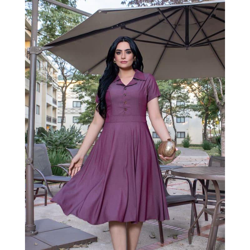 vestido feminino elegante moda social evangélica vestido chemise vestido no joelho moda modesta vestido midi P1