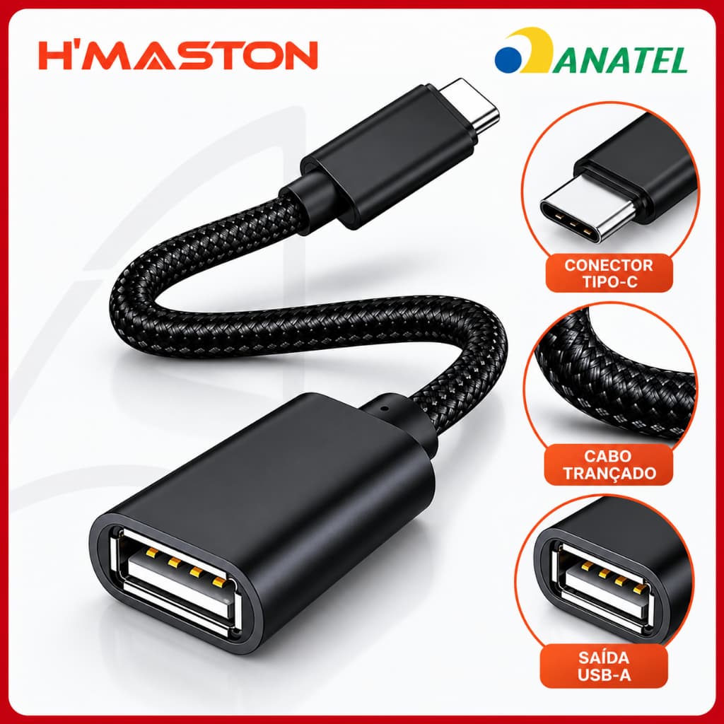 Adaptador OTG Cabo USB 3.0 Para Tipo C Super Rápido 5Gbps Hmaston
