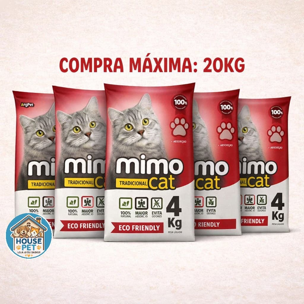 MimoCat Tradicional 20kg – Areia Sanitária para Gatos com Alta Absorção e Controle de Odores