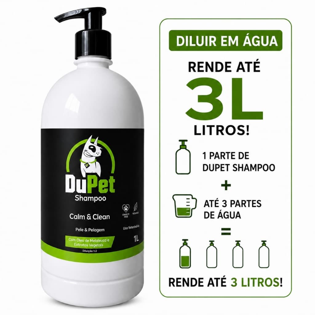 Shampoo Melaleuca Anti Dermatite Para Cães e Gato Hipoalergênico Vegano Calm & Clean Dupet