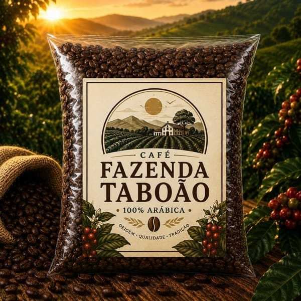 Café 100% Arábica em Grãos Fazenda Taboão 500g Premium Aroma Intenso e Sabor Mineiro Especial