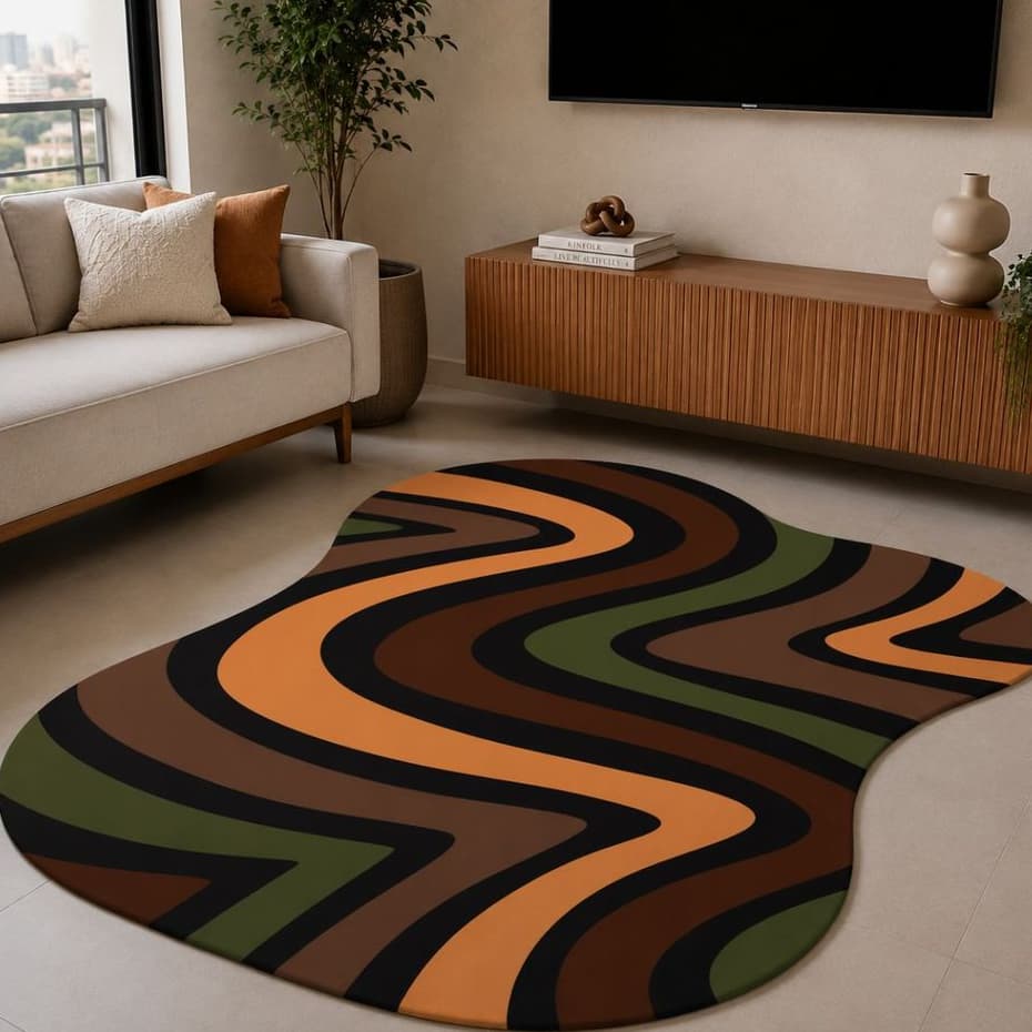 Tapete Orgânico Decorativo 117x67cm Antiderrapante para Sala e Quarto 001