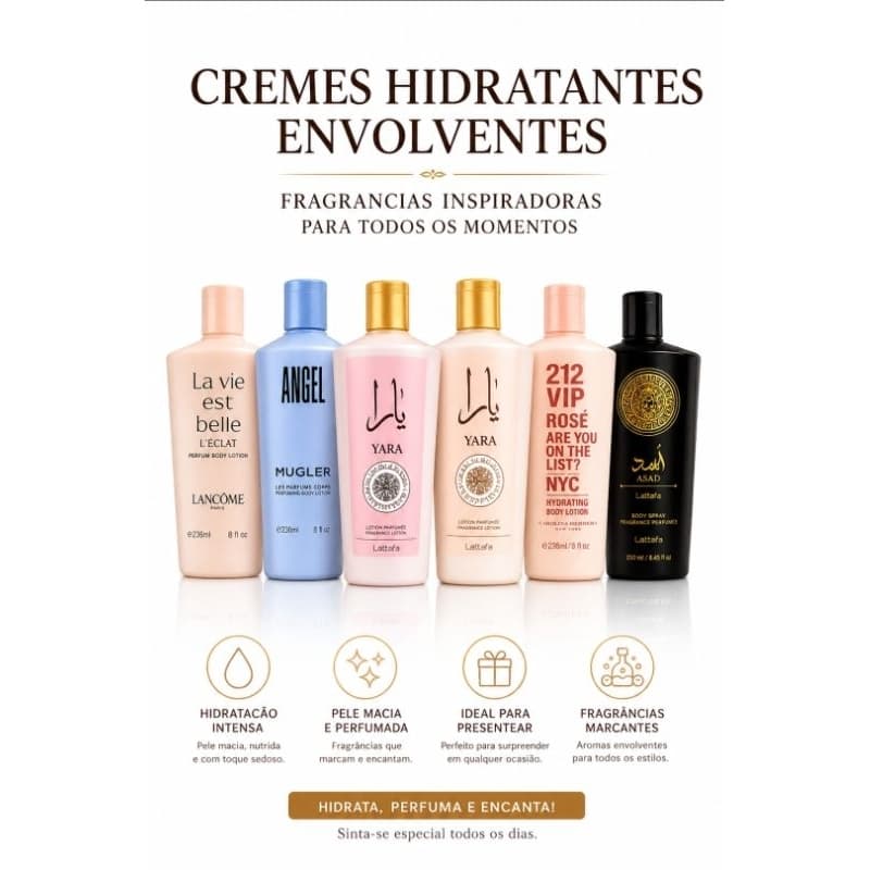 Creme Hidratante Corporal Premium 236ml/250ml – Pele Macia e Perfumada com asad.