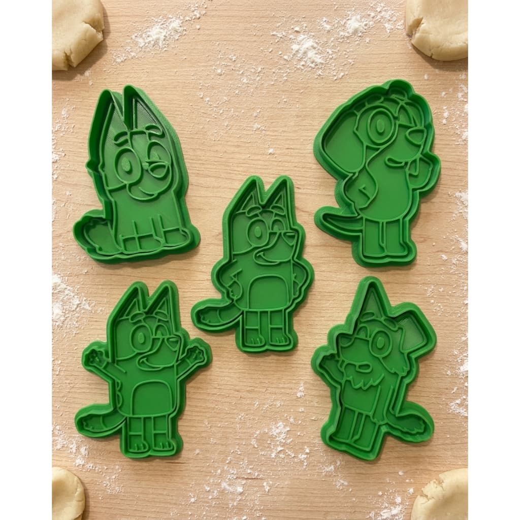 Cortador de Massinha e Biscoito Bluey Kit 5 Peças Modelar Infantil Divertido