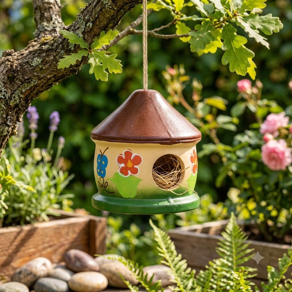 casinha casa para ninho de passarinho com cordinha para pendurar