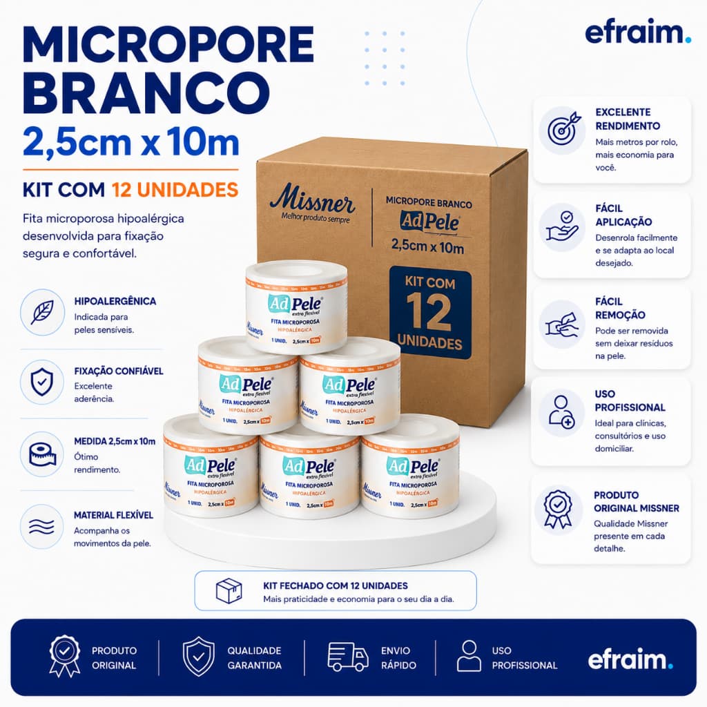 Kit 12 Unidades Micropore 2,5cm X 10m Kit  Adpele
