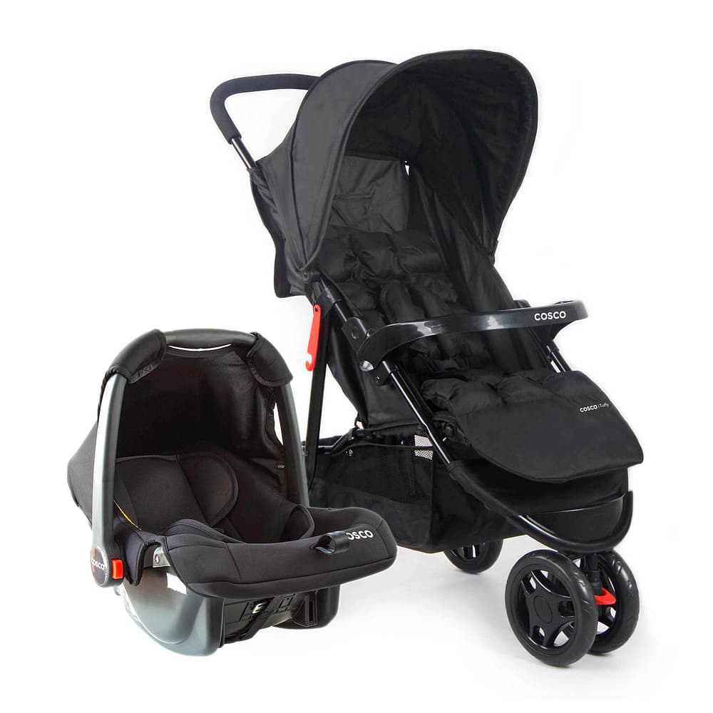 Carrinho com Bebê Conforto Cosco Kids Travel System Toffy DUO 0-15kg Preto