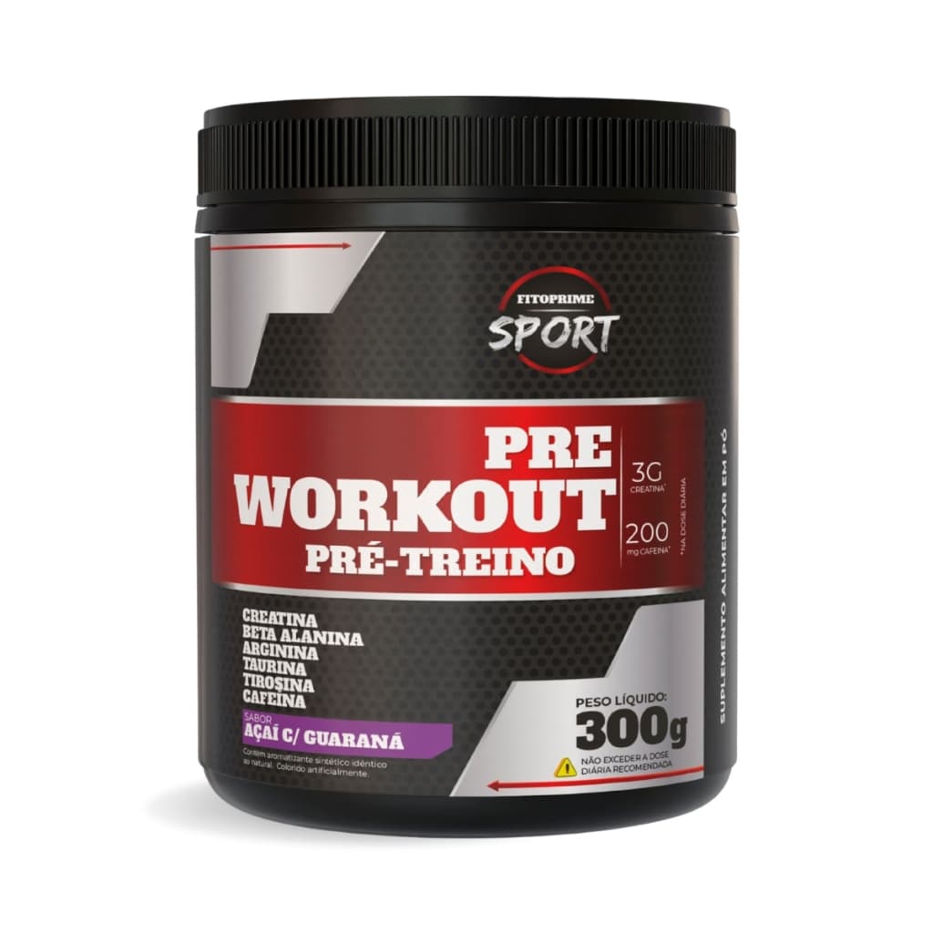 Pré-treino Energético 300g Creatina Arginina Beta Alanina Açaí com Guaraná Suplementos