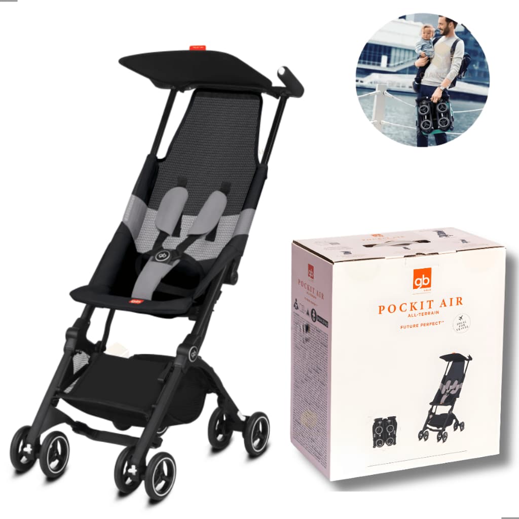 Carrinho de Bebê Passeio Viagem Transporte Gb Bebê Pockit Air All-terrain Velvet Black Preto