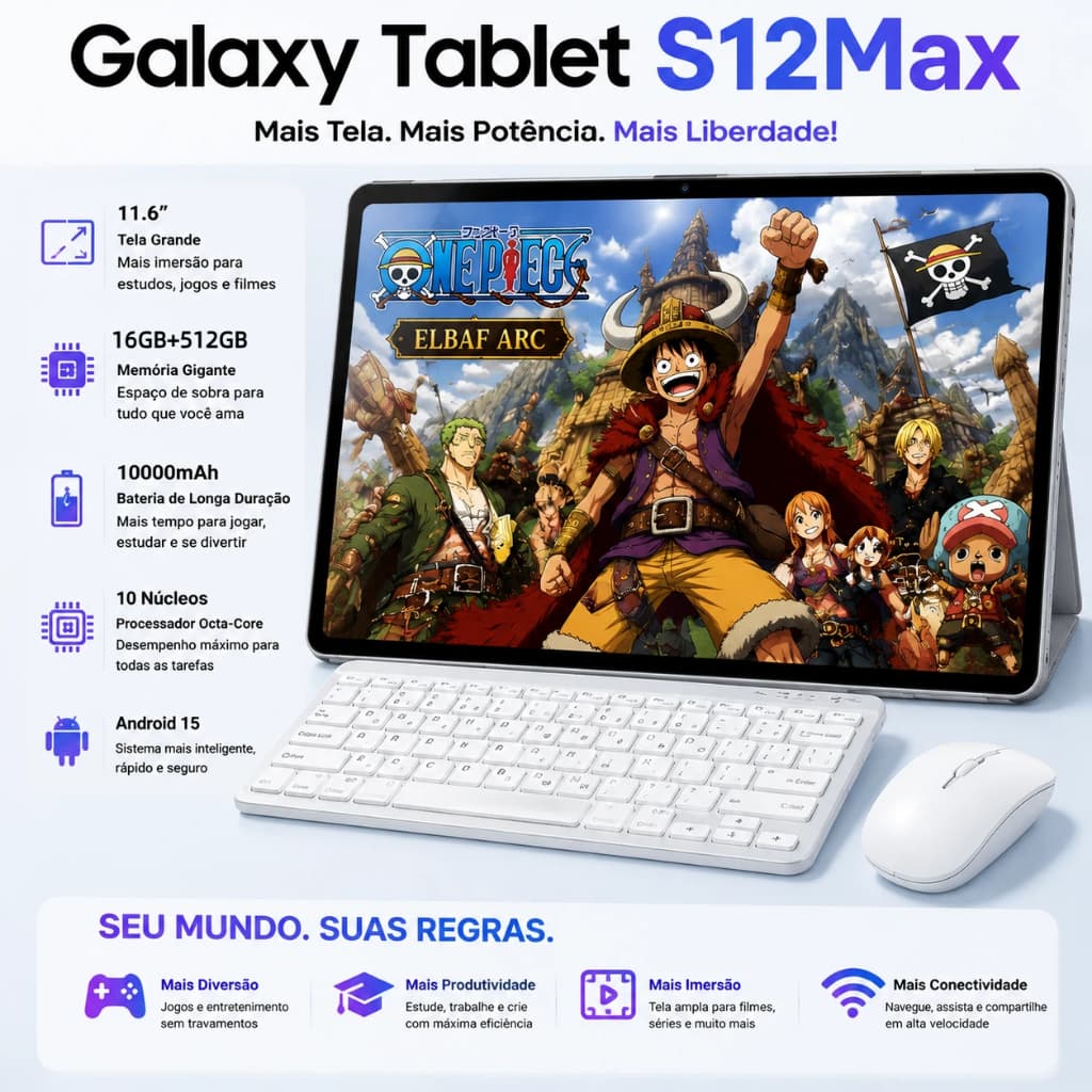 Galaxy S12 Max Pad Combo with Keyboard and Mouse | 16GB RAM 512GB | 11.6" HD screen | 10000mAh battery | Android 15