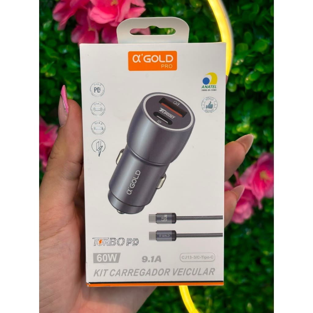 Kit Carregador Veicular Turbo 60w TIPO-C OU IOS CJ13
