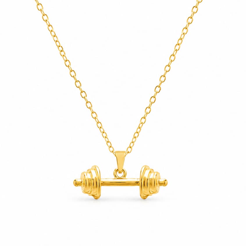 Colar Corrente E Pingente Halter Academia Folheado A Ouro18k
