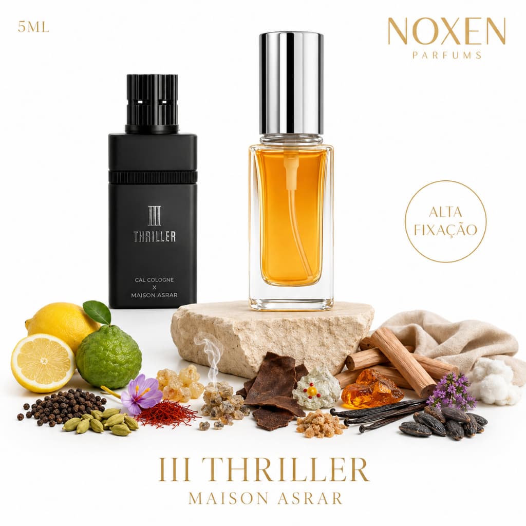 Perfume Masculino 5ml Premium Vidro Spray III Thriller Oriental Amadeirado Importado