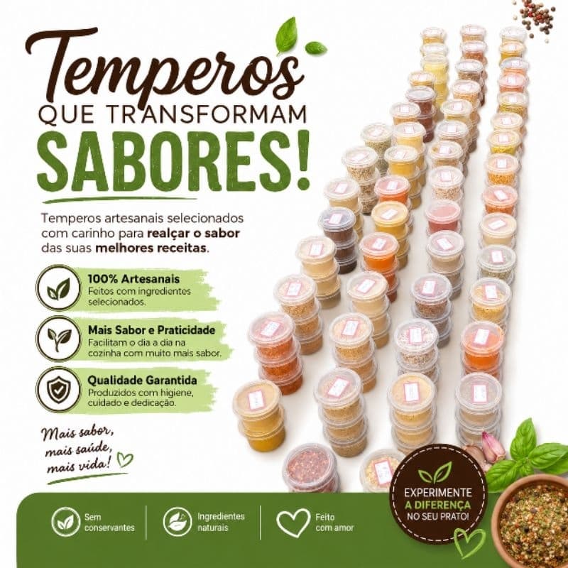 Kit de Temperos e Condimentos - 30 Unidades 30g, Variedade Completa para Cozinha
