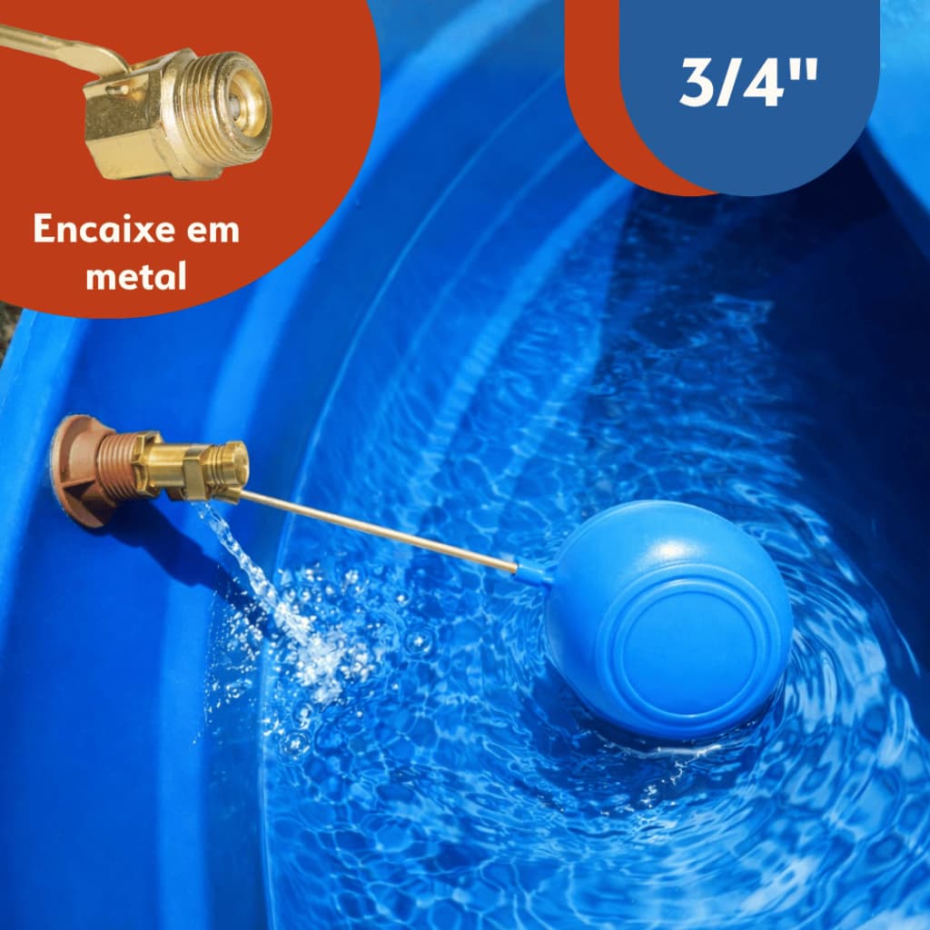 Torneira Boia 3/4 Caixa D'água Metal Zamac Anticorrosiva Reforçada