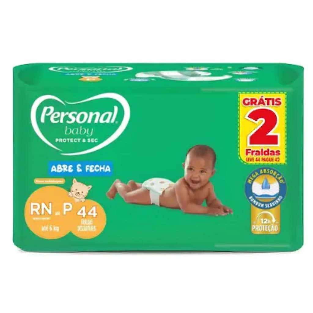 Fralda Personal Baby Protect & Sec - Tam. P - 44 fraldas