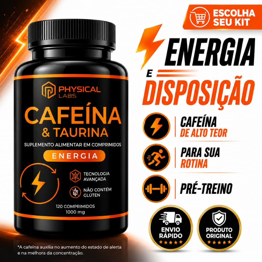 Cafeina Taurina Pre Treino Termogenico Energia 60 Dias ORIGINAL