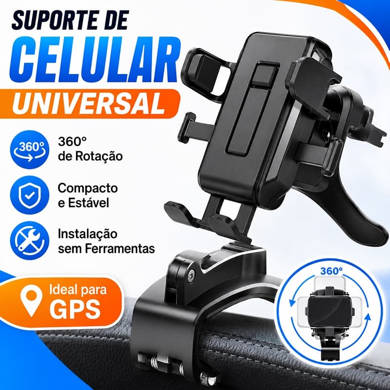 Suporte Celular para Carro Automotivo Universal Painel Rotação 360° Ajustável GPS