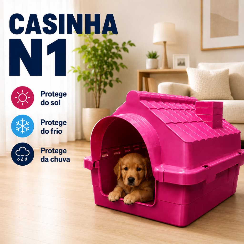 Casinha Cachorro Filhote Gato Pequeno N1 Casa Pet com Proteção UV Desmontável