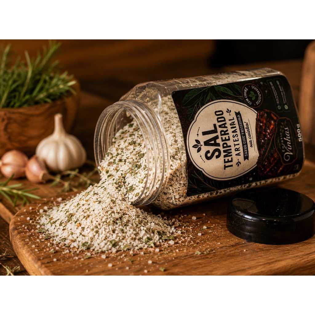 Sal Temperado Artesanal, Ervas e Especiarias Naturais, Ideal para Carnes, Saladas, Legumes e Churrasco