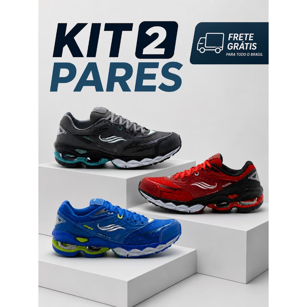 Kit 2 Tênis Masculino Esportivo Academia Caminhada Treino Leve e Macio