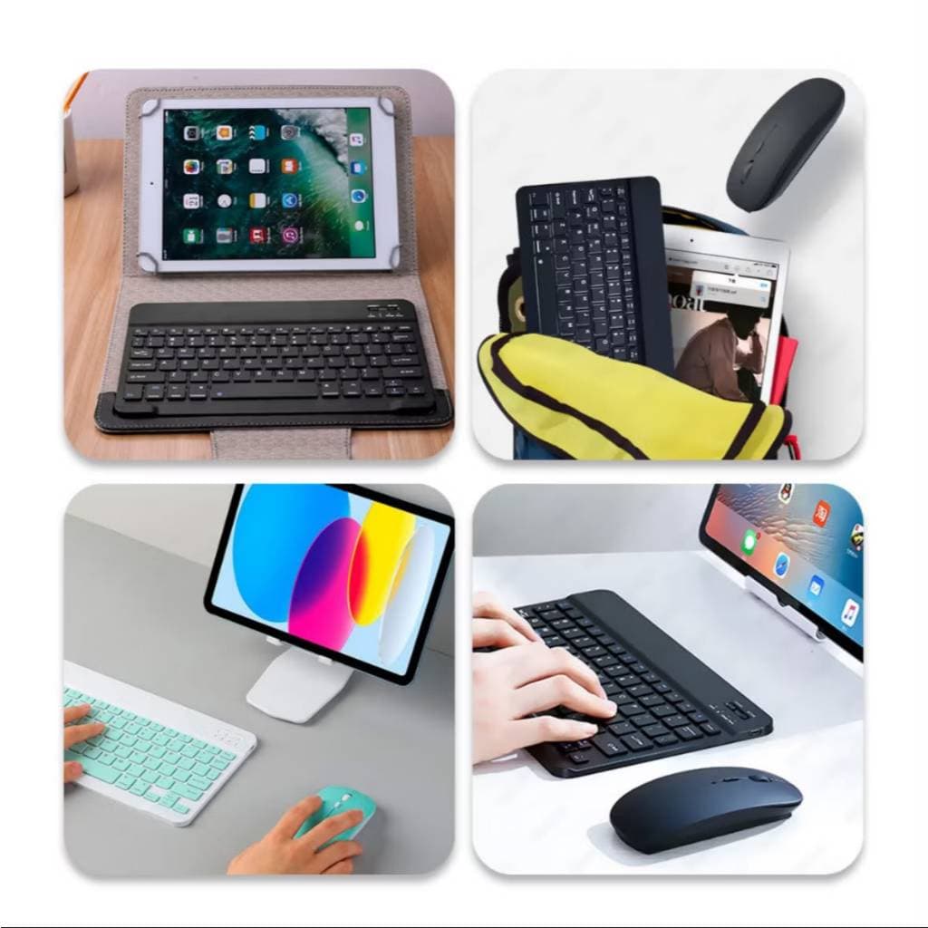 Kit Teclado e Mouse Bluetooth Sem Fio Recarregável – Compatível com Notebook, Tablet, iPad, Android, Windows e iOS