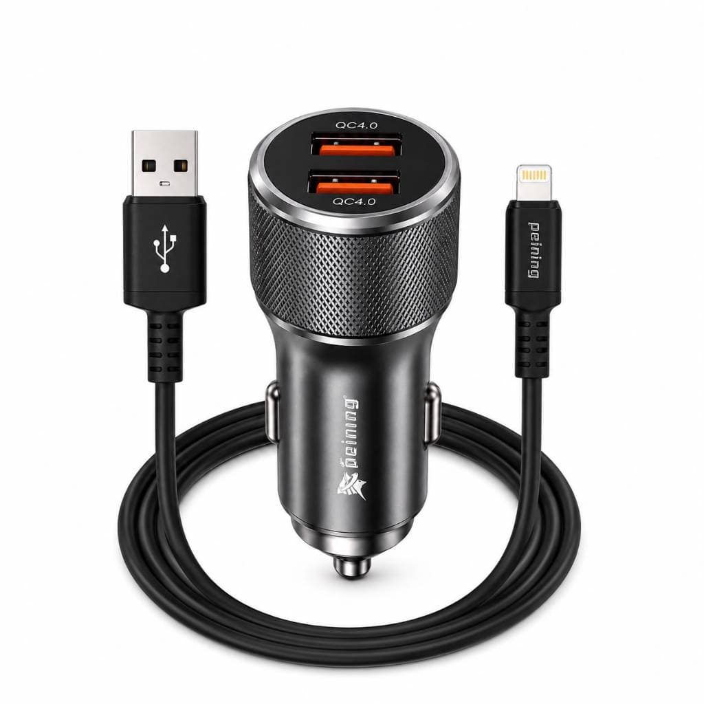 Carregador Veicular Turbo 45W Peining Lightning iPhone Carregamento Rápido QC 4.0