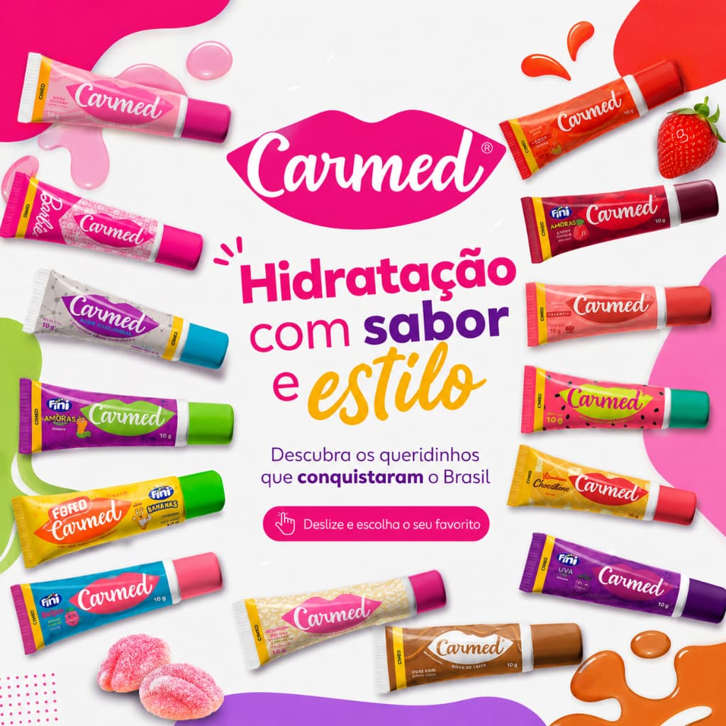 Carmed Creme Hidratante Protetor Labial Sabor Hidratante Brilho Proteção 10g