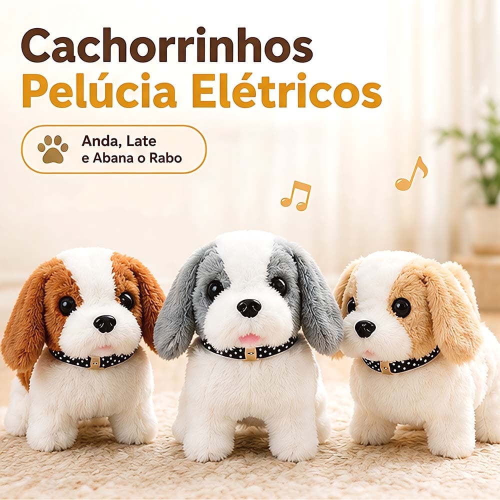 Cachorro De Pelúcia Interativo - Brinquedo Elétrico Que Anda, Late E Abana O Rabo, Ideal Para Presente Infantil