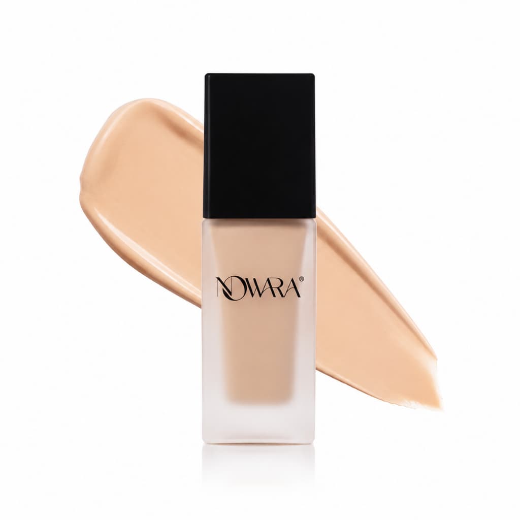 【NOWARA】 Base Liquida Matte Alta Cobertura Longa Duracao Controle de Oleosidade Maquiagem Rosto 30ml Tres Tons Bege