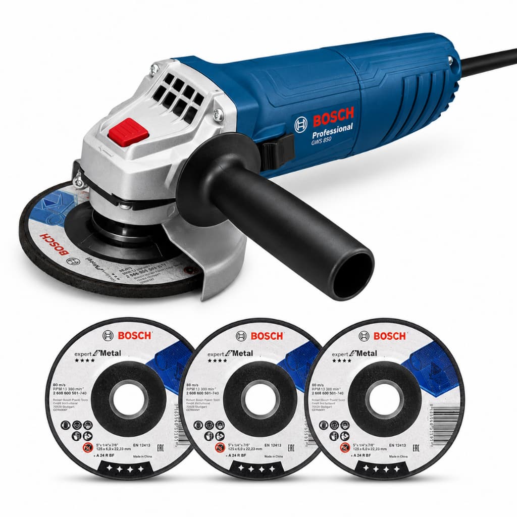 Esmerilhadeira Angular GWS 850 Bosch 850W 4.1/2" com 3 Discos