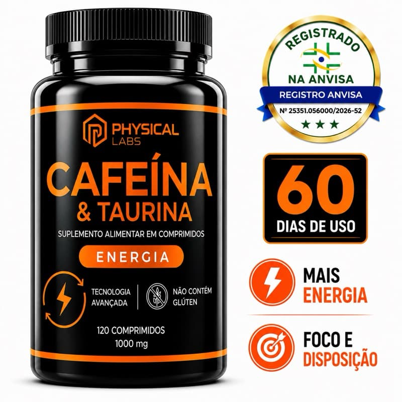Cafeína Taurina Original Pré Treino 120 Comprimidos 60 Dias